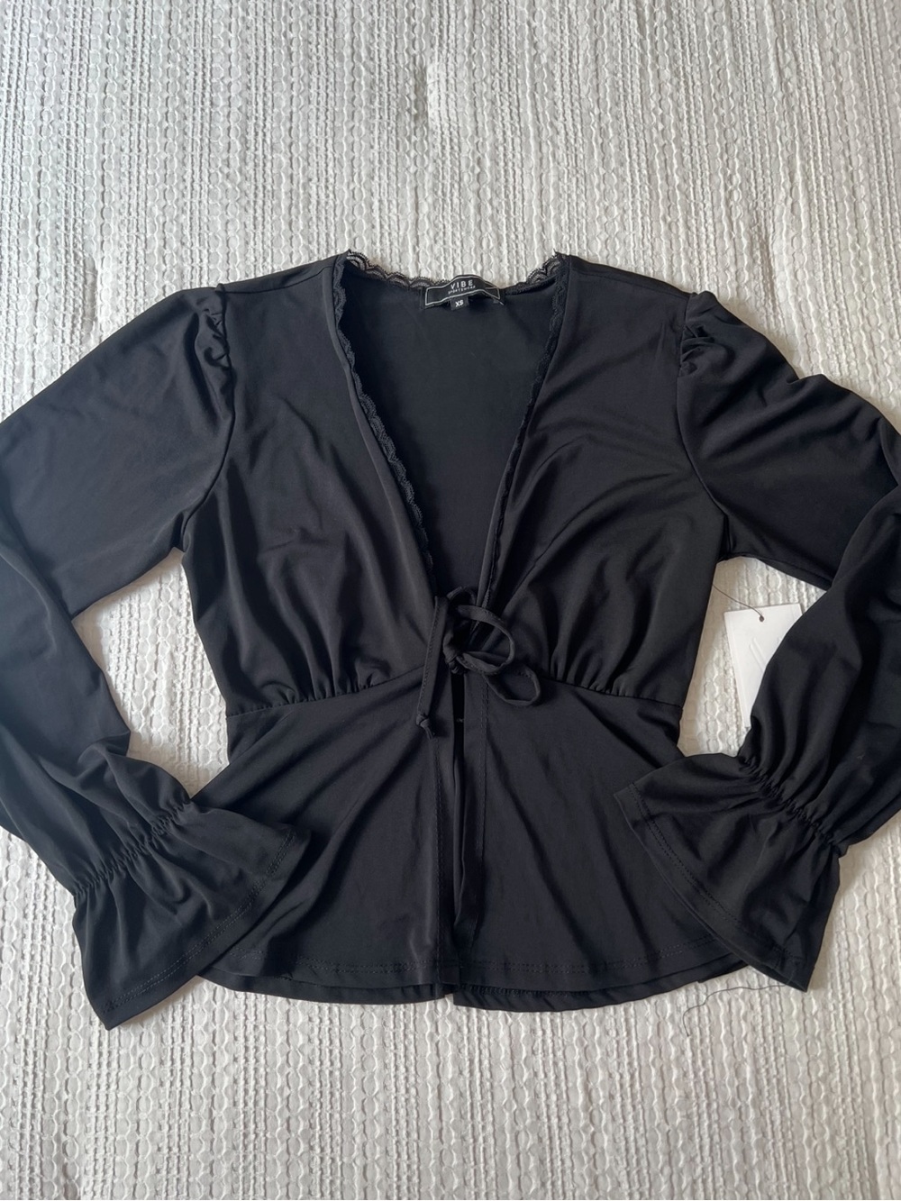 Vibe Black Tie-Front top